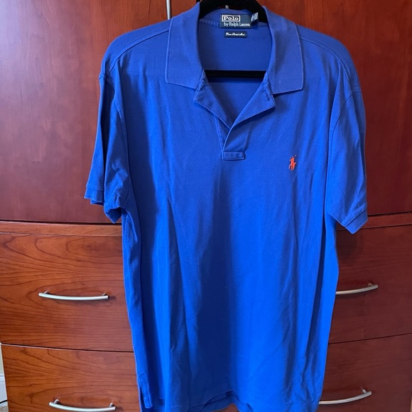 Polo Ralph Lauren Men’s Classic Fit Polo Shirt Blue Short With Orange Pony Large - Picture 3 of 3